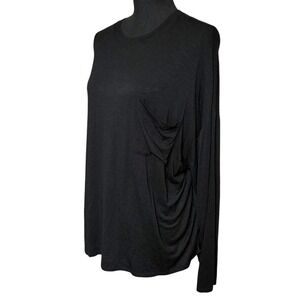 Torrid Black Slub Knit Lightweight Long Sleeve Pocket Tee